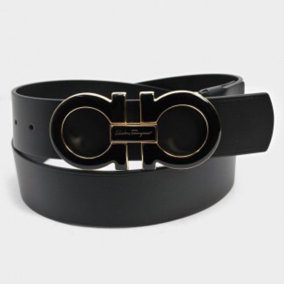 Ferragamo Kemer Erkek Siyah Mat Silver Dizayn Toka Canta Nisantasi
